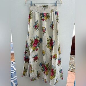 House of Harlow 1960 Floral Maxi Skirt Cream Pink 100% cotton Cottagecore